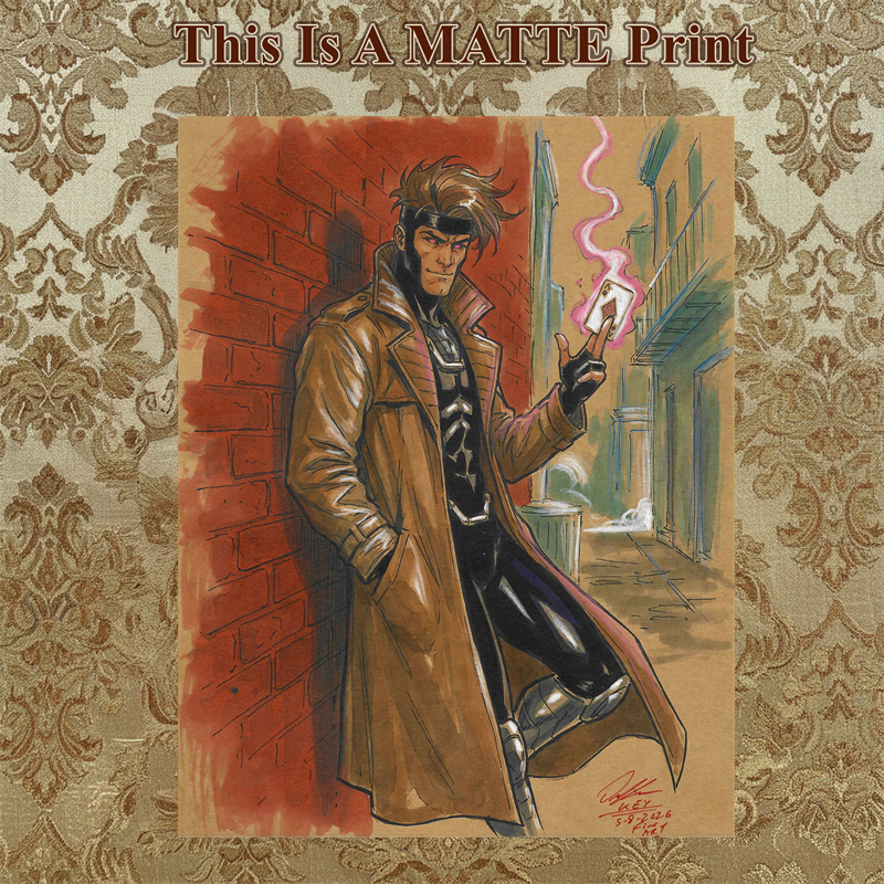 Gambit Art Illustration Hard Signed 8.5x11in Fine Art PRINT