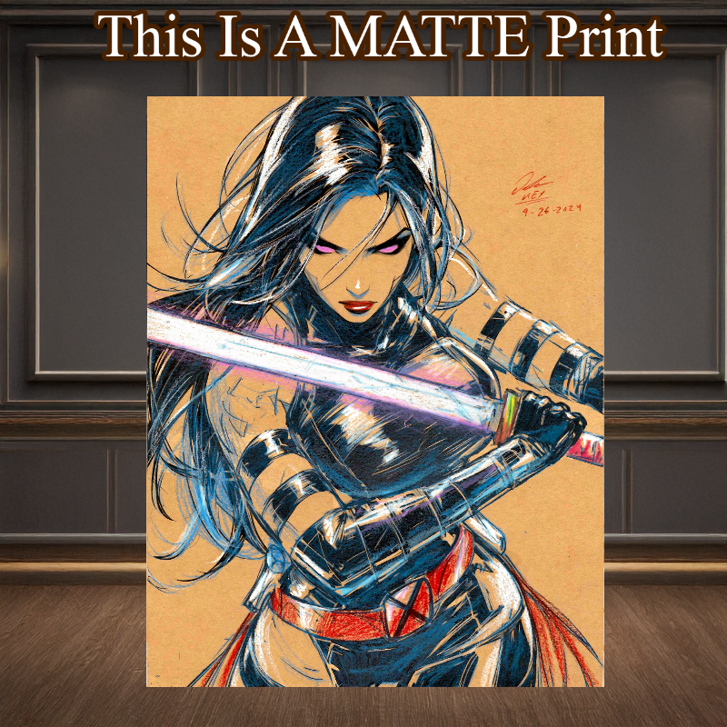 Psylocke Art Illustration Hard Signed 8.5x11in Fine Art PRINT