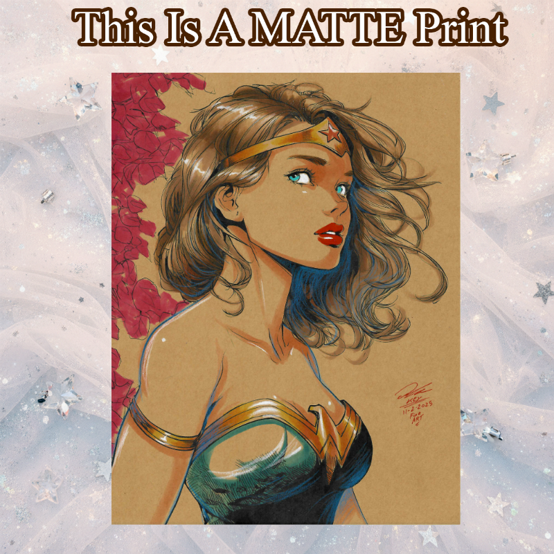 Wonder Woman Art Illustration Hard Signed 8.5x11in Fine Art PRINT