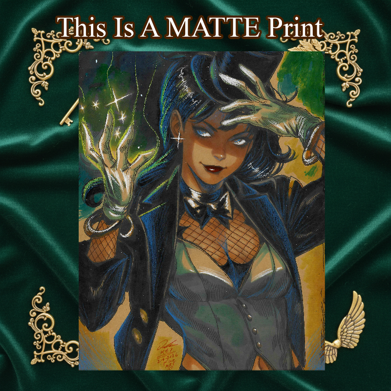 Zatanna Art Illustration Hard Signed 8.5x11in Fine Art PRINT