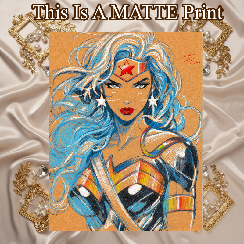 Wonder Woman Art Illustration Hard Signed 8.5x11in Fine Art PRINT