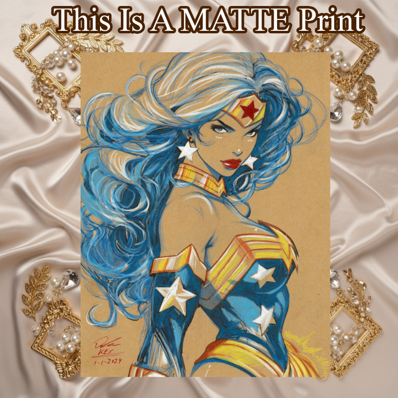 Wonder Woman Art Illustration Hard Signed 8.5x11in Fine Art PRINT