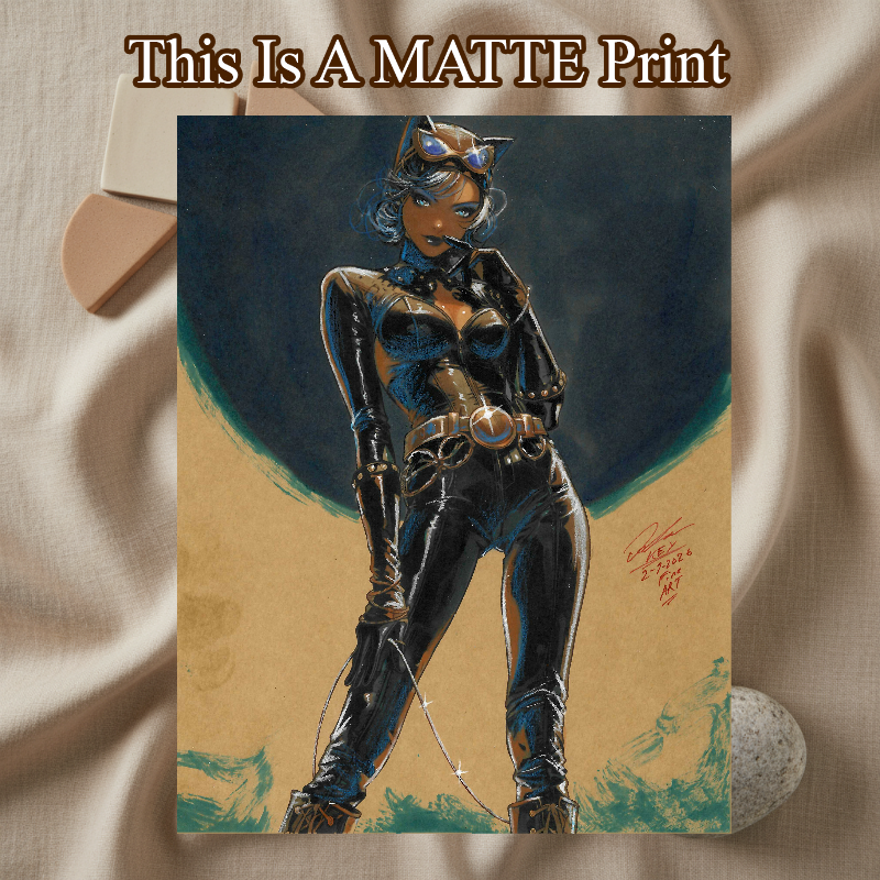 Catwoman Art Illustration Hard Signed 8.5x11in Fine Art PRINT