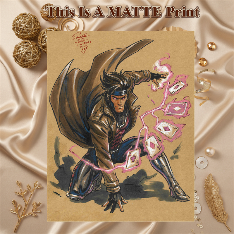 Gambit Art Illustration Hard Signed 8.5x11in Fine Art PRINT