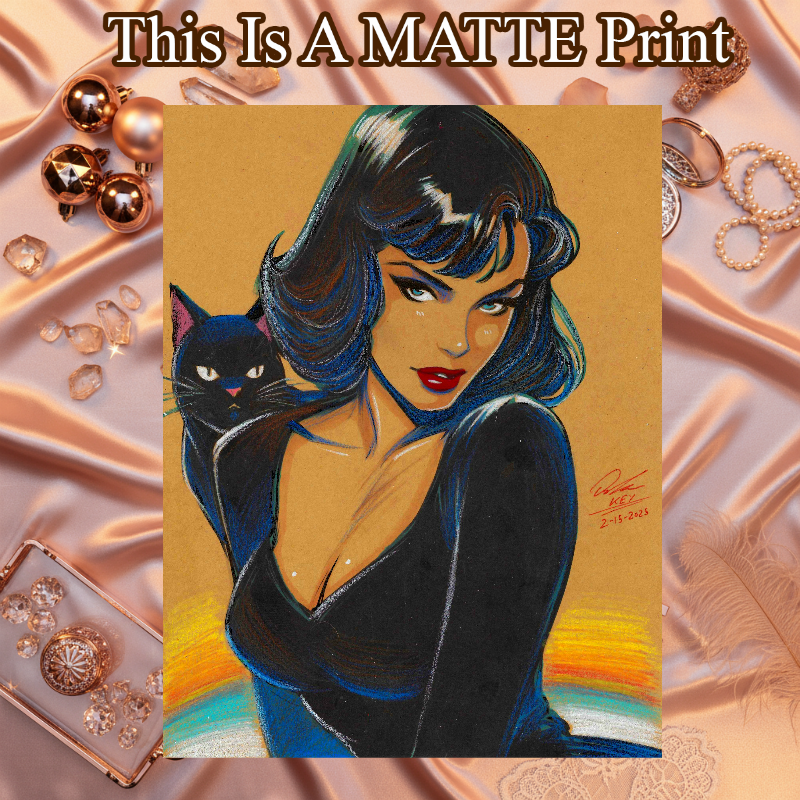 Catwoman Art Illustration Hard Signed 8.5x11in Fine Art PRINT