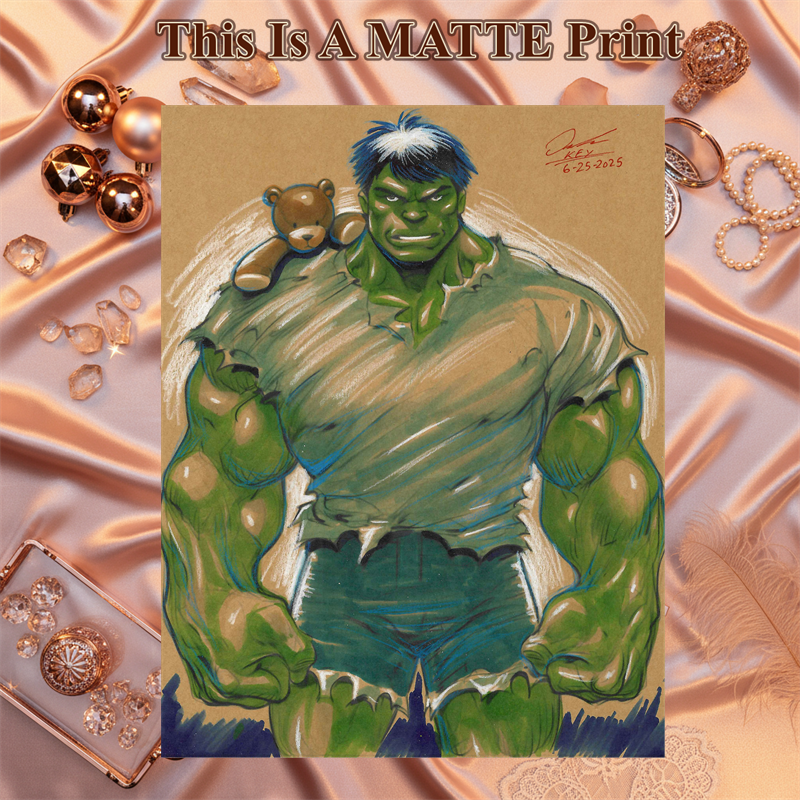Hulk Art Illustration Hard Signed 8.5x11in Fine Art PRINT