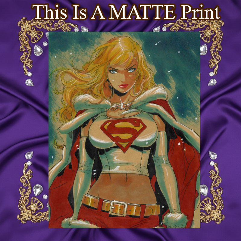 Supergirl Art Illustration Hard Signed 8.5x11in Fine Art PRINT