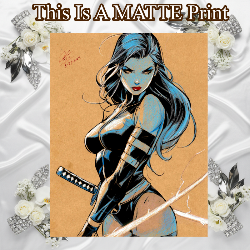 Psylocke Art Illustration Hard Signed 8.5x11in Fine Art PRINT