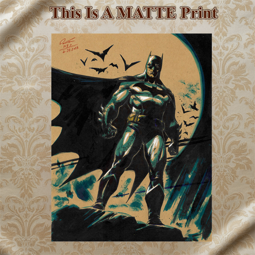 Batman Art Illustration Hard Signed 8.5x11in Fine Art PRINT
