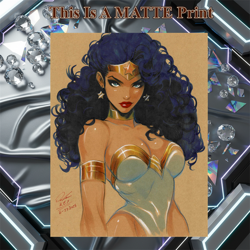 Wonder Woman Art Illustration Hard Signed 8.5x11in Fine Art PRINT