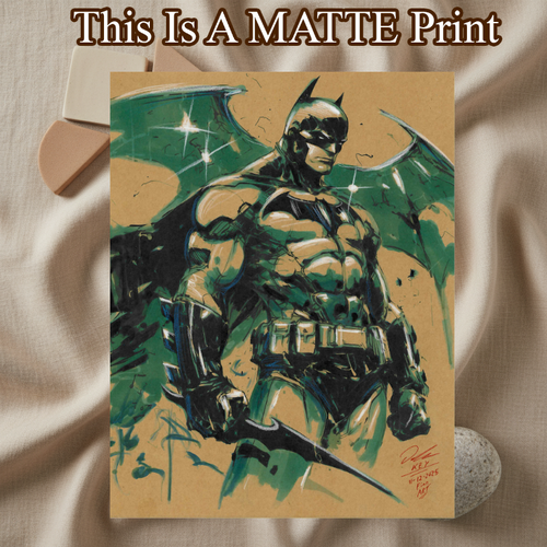 Batman Art Illustration Hard Signed 8.5x11in Fine Art PRINT