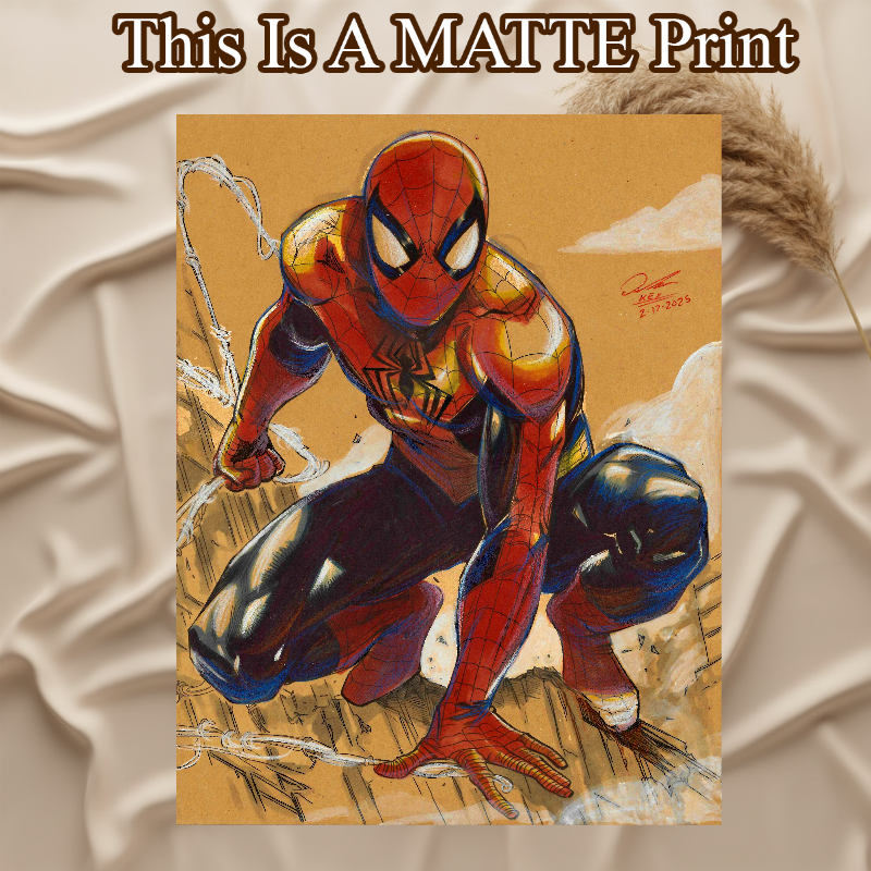 Spider-Man Art Illustration Hard Signed 8.5x11in Fine Art PRINT