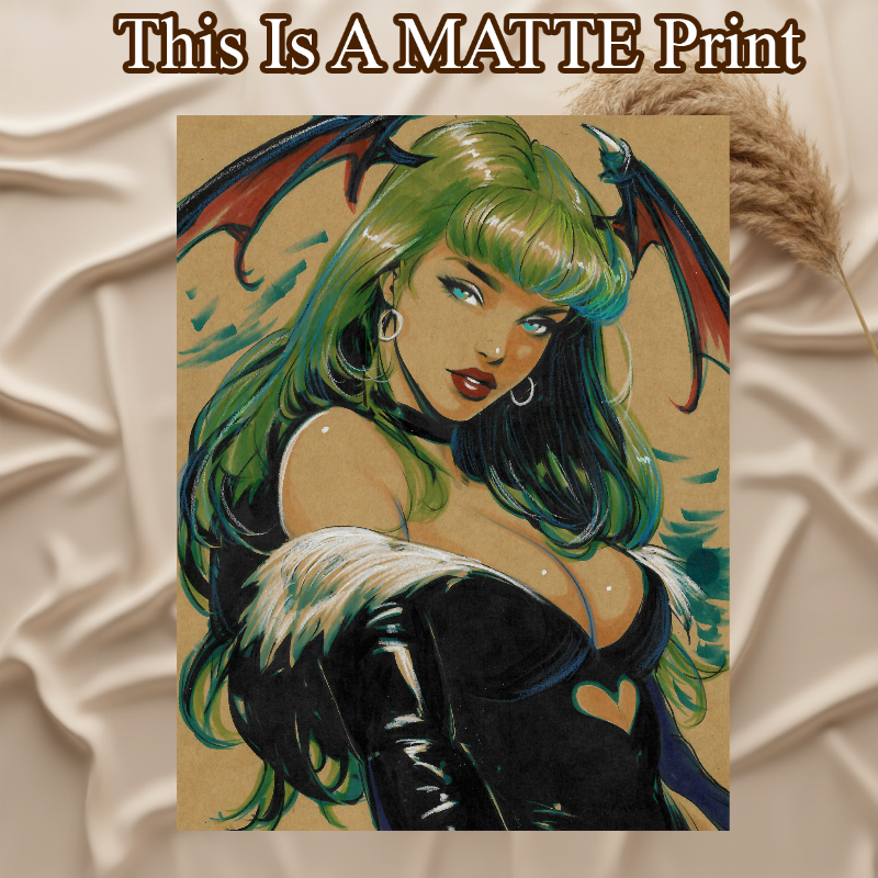 Morrigan Aensland Art Illustration Hard Signed 8.5x11in Fine Art PRINT
