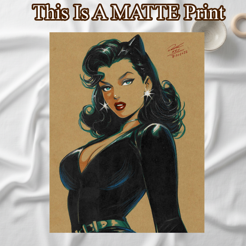 Catwoman Art Illustration Hard Signed 8.5x11in Fine Art PRINT