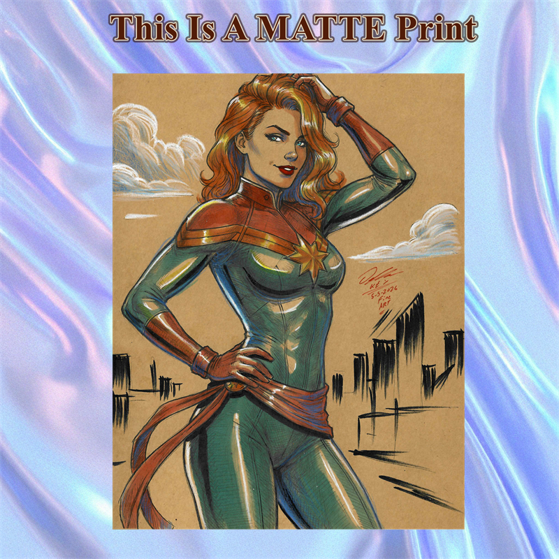 Captain Marvel Art Illustration Hard Signed 8.5x11in Fine Art PRINT