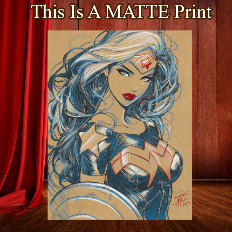 Wonder Woman Art Illustration Hard Signed 8.5x11in Fine Art PRINT