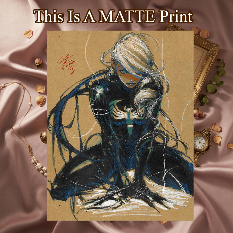 Spider Girl Art Illustration Hard Signed 8.5x11in Fine Art PRINT