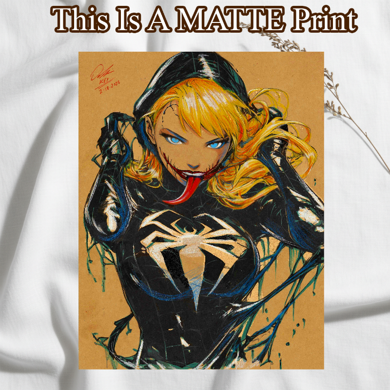 Gwen X Venom Art Illustration Hard Signed 8.5x11in Fine Art PRINT
