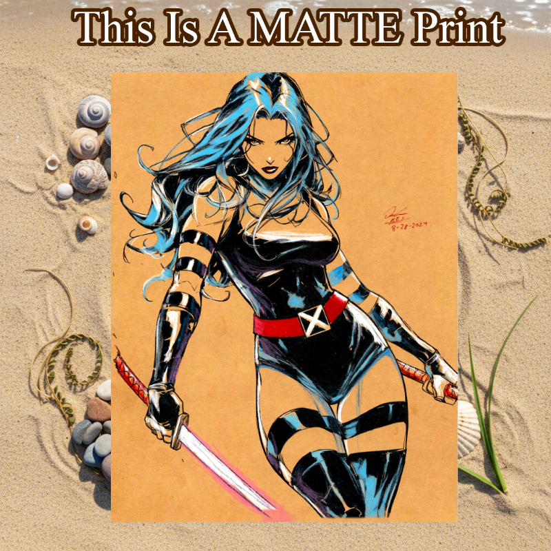 Psylocke Art Illustration Hard Signed 8.5x11in Fine Art PRINT