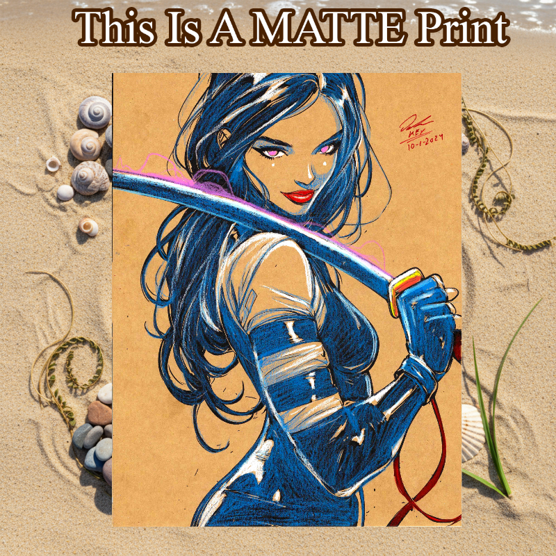 Psylocke Art Illustration Hard Signed 8.5x11in Fine Art PRINT