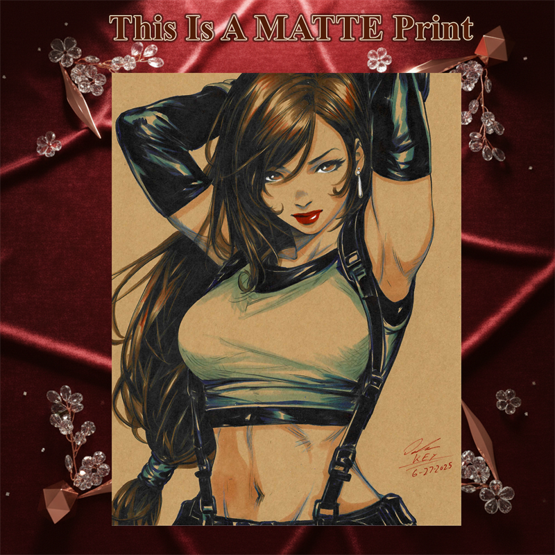 Tifa Lockhart Art Illustration Hard Signed 8.5x11in Fine Art PRINT