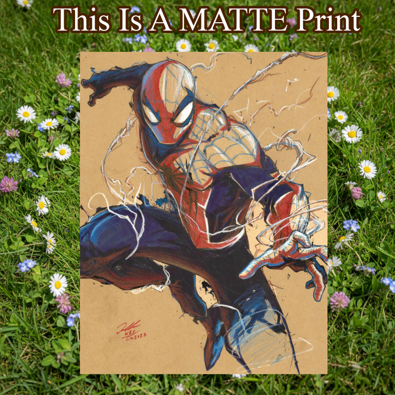 Spider-Man Art Illustration Hard Signed 8.5x11in Fine Art PRINT