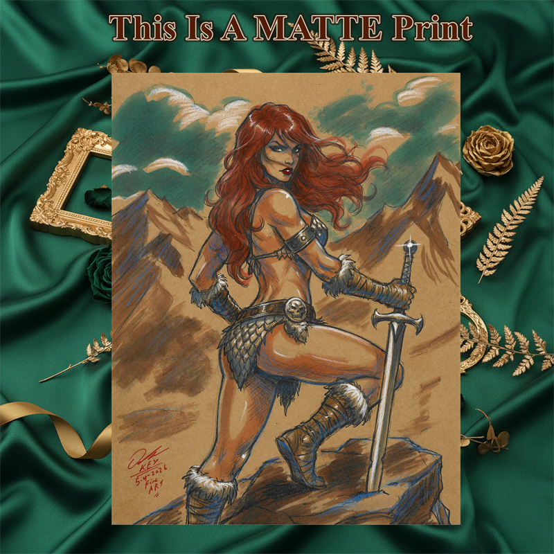 Red Sonja Art Illustration Hard Signed 8.5x11in Fine Art PRINT