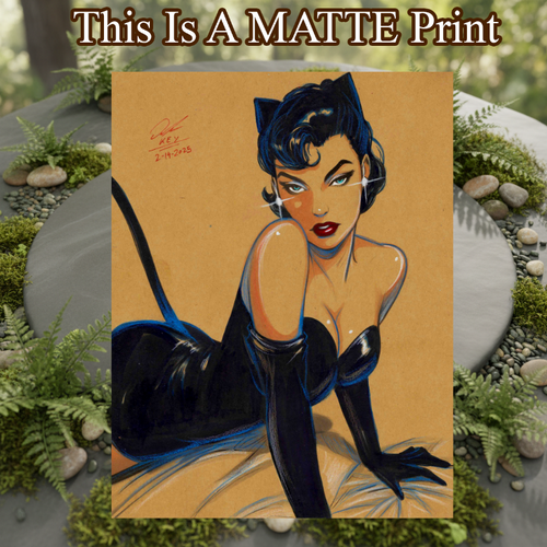 Catwoman Art Illustration Hard Signed 8.5x11in Fine Art PRINT