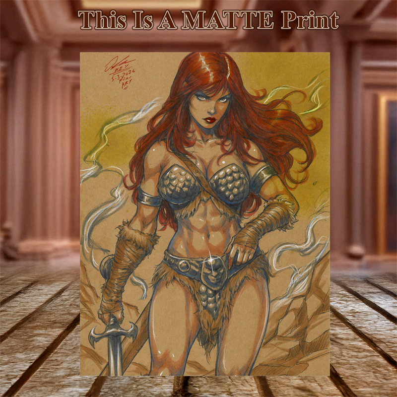 Red Sonja Art Illustration Hard Signed 8.5x11in Fine Art PRINT