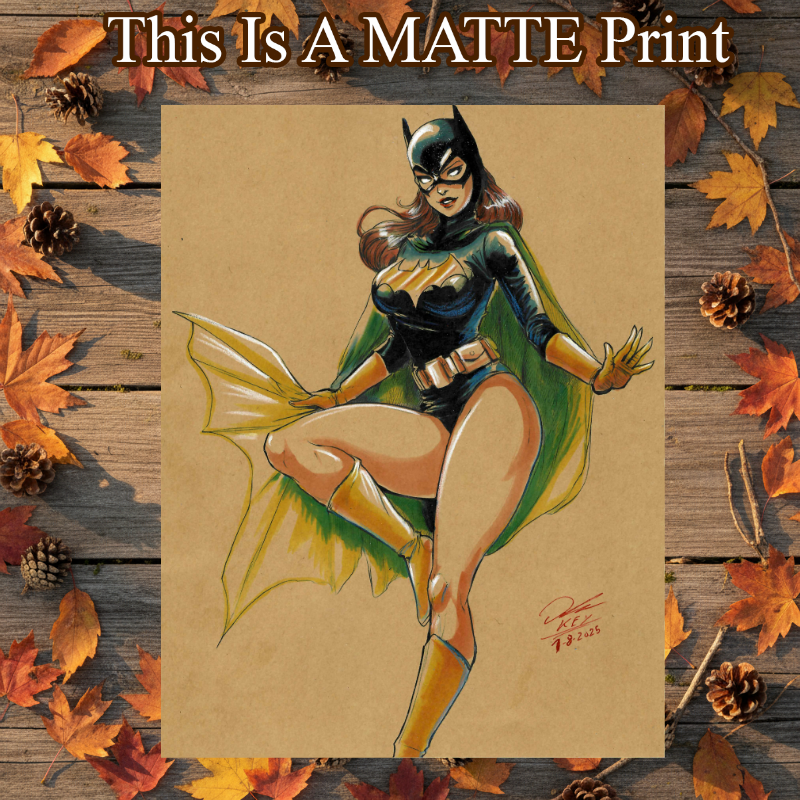 Batgirl Art Illustration Hard Signed 8.5x11in Fine Art PRINT