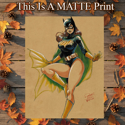 Batgirl Art Illustration Hard Signed 8.5x11in Fine Art PRINT