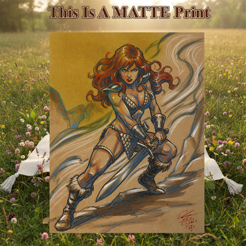 Red Sonja Art Illustration Hard Signed 8.5x11in Fine Art PRINT
