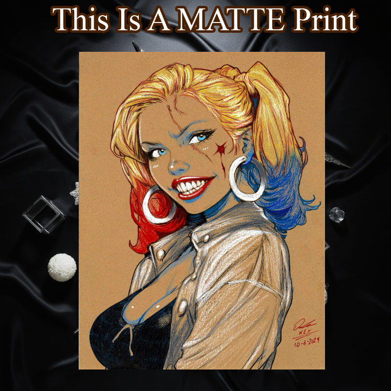 Harley Quinn Art Illustration Hard Signed 8.5x11in Fine Art PRINT
