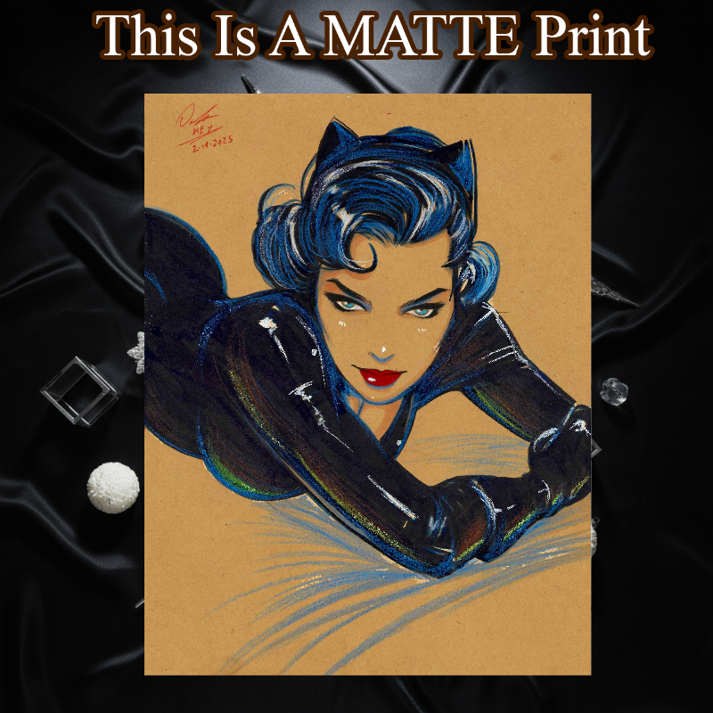 Catwoman Art Illustration Hard Signed 8.5x11in Fine Art PRINT