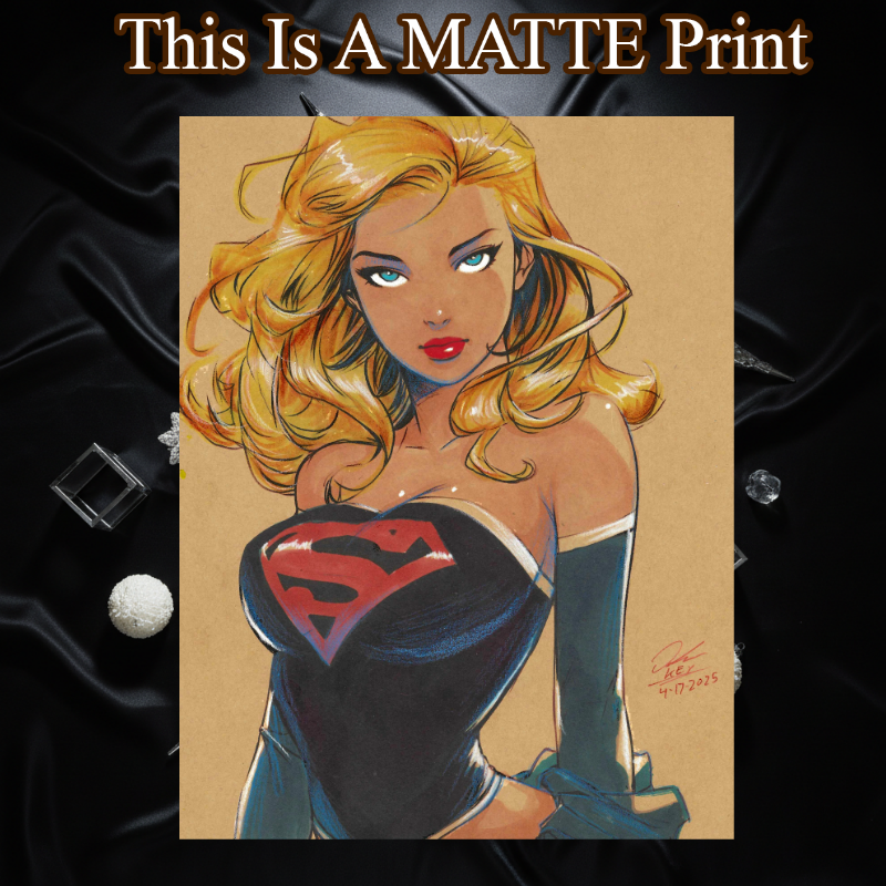Supergirl Art Illustration Hard Signed 8.5x11in Fine Art PRINT
