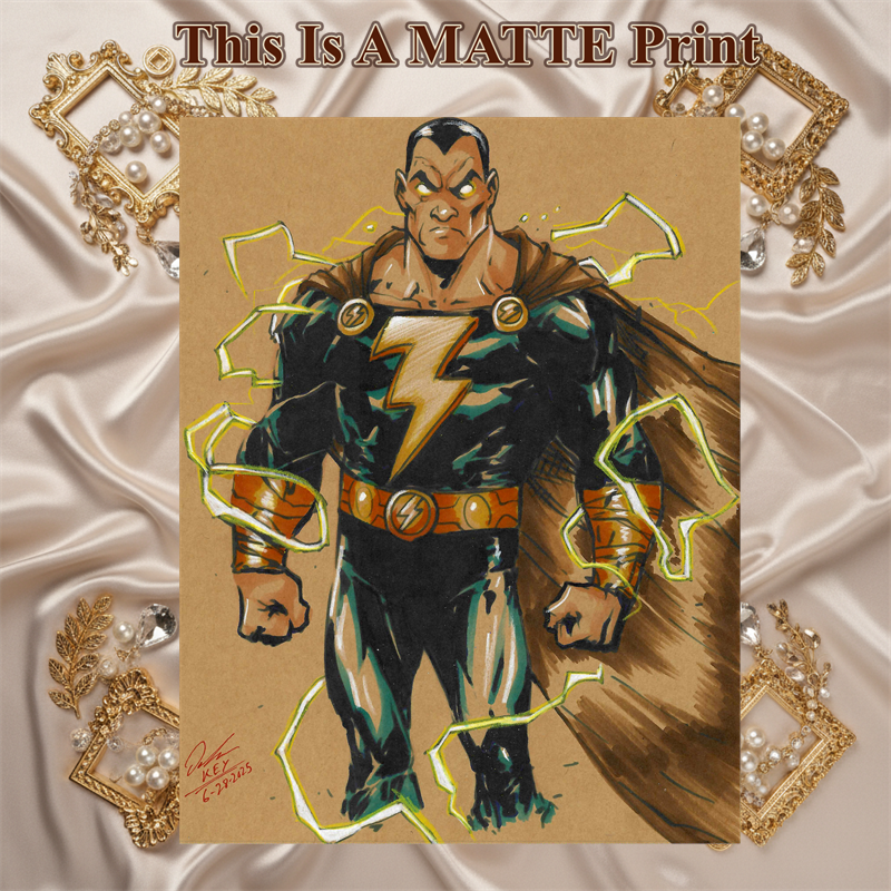 Shazam Art Illustration Hard Signed 8.5x11in Fine Art PRINT
