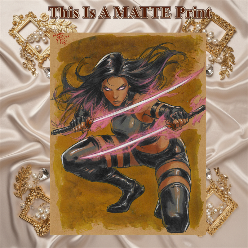 Psylocke Art Illustration Hard Signed 8.5x11in Fine Art PRINT