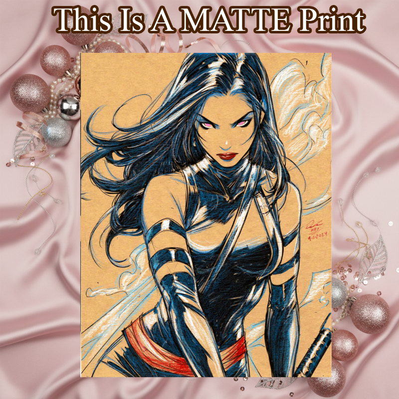 Psylocke Art Illustration Hard Signed 8.5x11in Fine Art PRINT