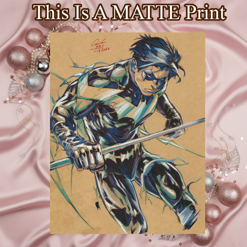 Nightwing Art Illustration Hard Signed 8.5x11in Fine Art PRINT