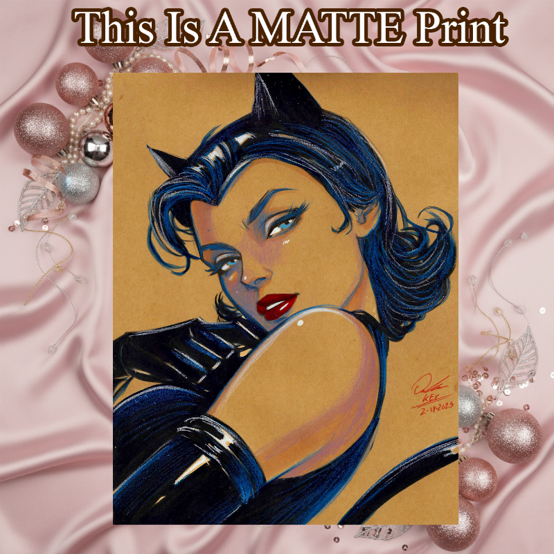 Catwoman Art Illustration Hard Signed 8.5x11in Fine Art PRINT