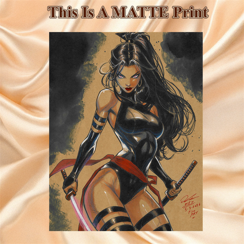 Psylocke Art Illustration Hard Signed 8.5x11in Fine Art PRINT