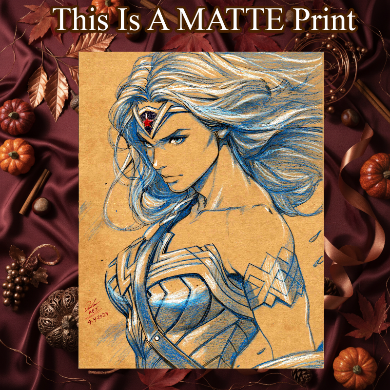Wonder Woman Art Illustration Hard Signed 8.5x11in Fine Art PRINT