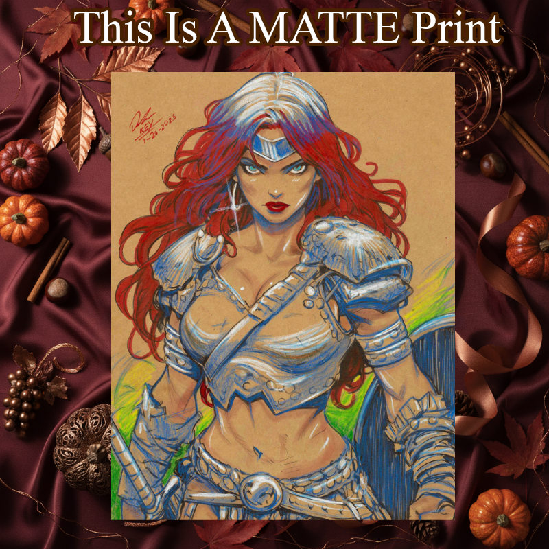 Red Sonja Art Illustration Hard Signed 8.5x11in Fine Art PRINT