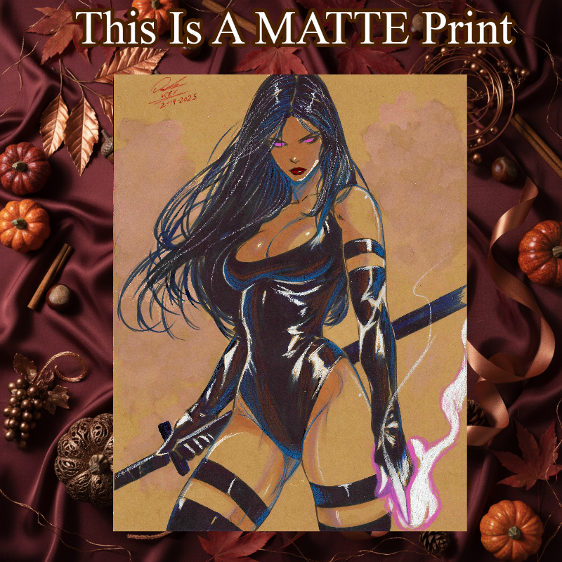 Psylocke Art Illustration Hard Signed 8.5x11in Fine Art PRINT