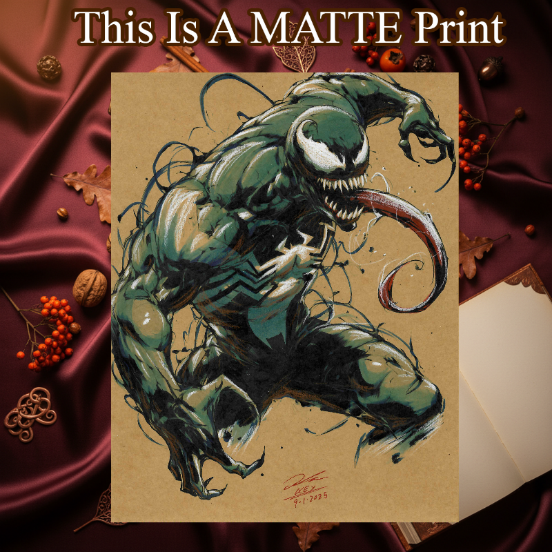 Venom Art Illustration Hard Signed 8.5x11in Fine Art PRINT