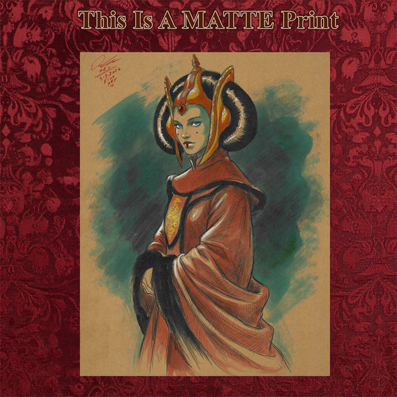 Queen Amidala Padme Art Illustration Hard Signed 8.5x11in Fine Art PRINT