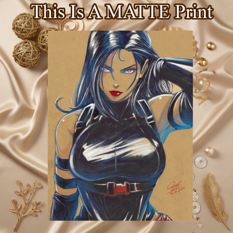 Psylocke Art Illustration Hard Signed 8.5x11in Fine Art PRINT