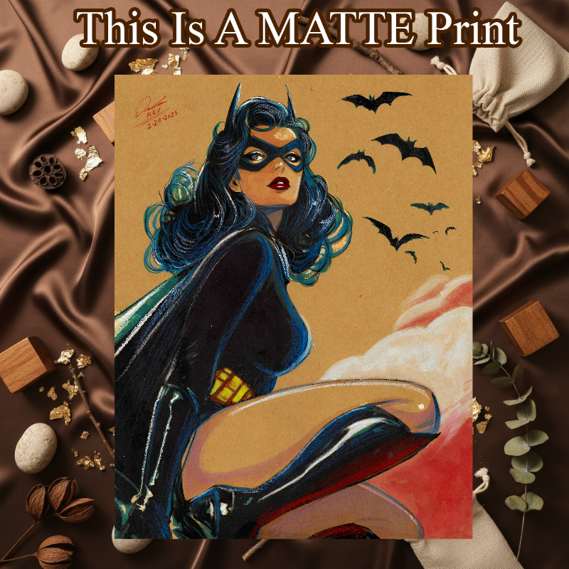 Batgirl Art Illustration Hard Signed 8.5x11in Fine Art PRINT