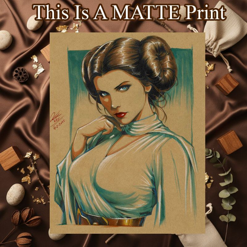 Princess Leia Art Illustration Hard Signed 8.5x11in Fine Art PRINT