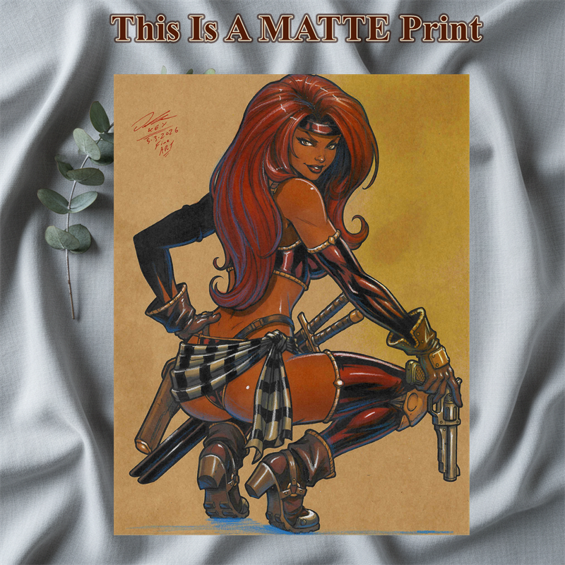 Red Monika Art Illustration Hard Signed 8.5x11in Fine Art PRINT